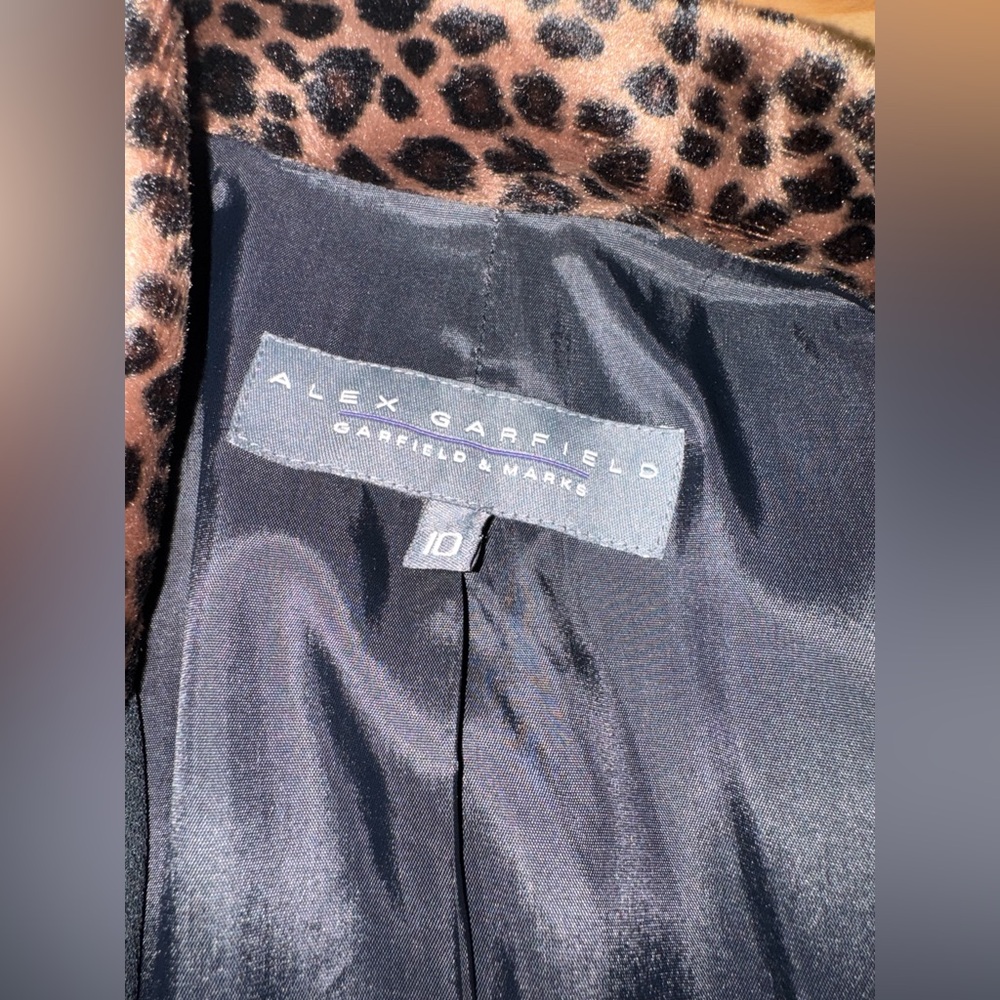 Vintage Alex Garfield Blazer with Leopard Faux Fur Trim Collar Black‎ 10 - Picture 8 of 8